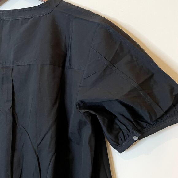 J.Crew Delilah Mini Dess Cotton Poplin Short Sleeves Vacation CJ494 Black FLAW L - Picture 10 of 16